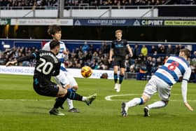 Sam Greenwood shoots at goal 