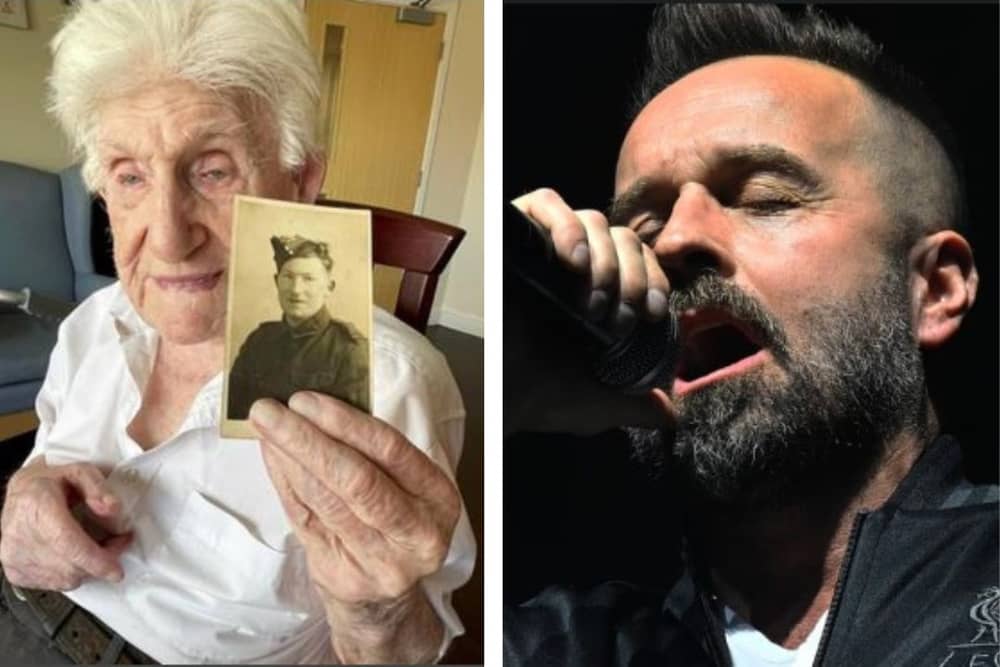 Fleetwood's Alfie Boe serenaded Britain's odlest man Donald Rose on his 110th birthday.