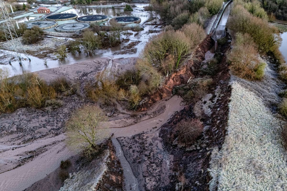 Canal burst after torrential rain devastating landscape