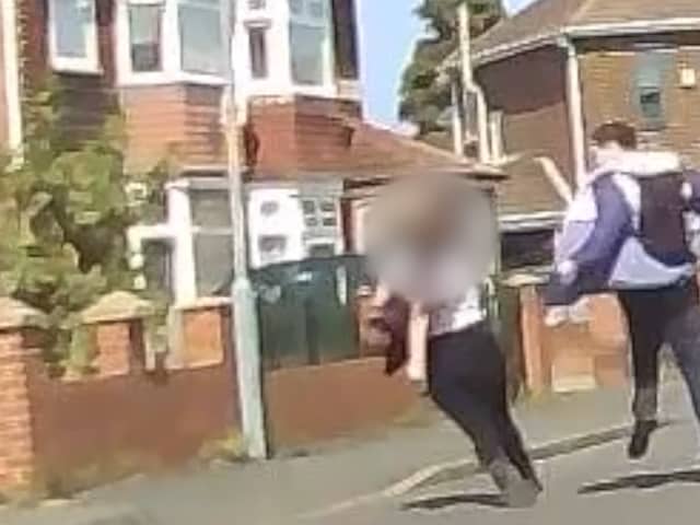 The moment Ellis Dismore attacked the underage girl in the street.