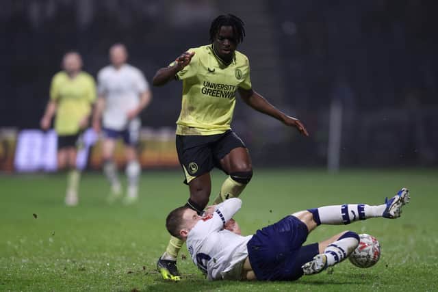 Lewis Gibson in action for PNE
