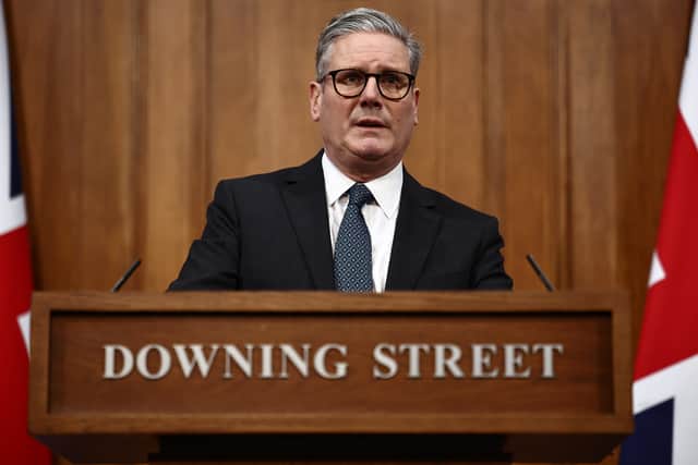 Prime Minister Sir Keir Starmer delivers a statement at 10 Downing Street in London, after the Government announced an inquiry into how the state failed to identify the risk posed by Axel Rudakubana