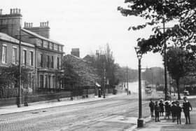 Looking south from the Withy Trees down Garstang Road. The houses on the left form Park Terrace, part of the Freehold Park estate built in the second half of the nineteenth century
