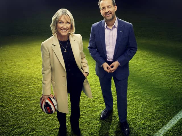 Jill Douglas (L) and Mark Pougatch (R) will lead ITV's coverage of the Six Nations in 2025