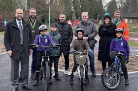 Councillors and users at the new cycle path
