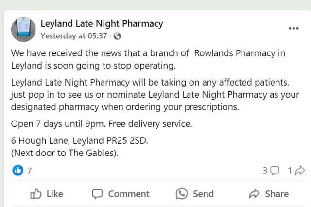 The Facebook post