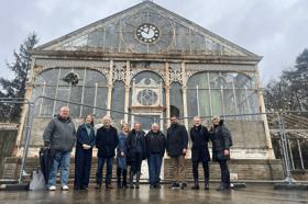 Councillor Jim Smith, Karen Heverin from Historic England, Council Leader Phil Riley, Chief Executive Denise Park, Nicola Beswick and Tony Hopwood from Corporation Park Supporters Group, Councillor Quesir Mahmood, Representative from Corporation Park Supporters Group and Councillor Julie Gunn