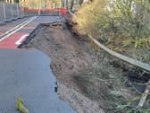 The landslip occurred along the B6236 Haslingden Old Road following heavy rain at the start of the New Year, which saw a number of flooding incidents across the county. 