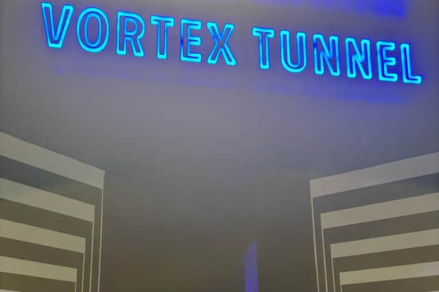 The Votex Tunnel left me feeling like I was the action hero in an Indiana Jones’ movie trying to navigate my way across a shaky brThe Votex Tunnel left me feeling like I was the action hero in an Indiana Jones’ movie trying to navigate my way across a shaky bridge.idge.