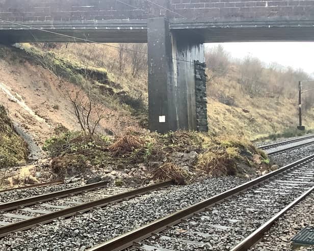 Rail services north of Preston were suspended on Friday following a landslip on the West Coast Main Line