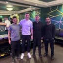 Former PNE goalie Premier League club Wolverhampton Wanderers' Sam Johnstone (second from left) recently paid a visit to The Silk Route Indian restaurant in Preston.