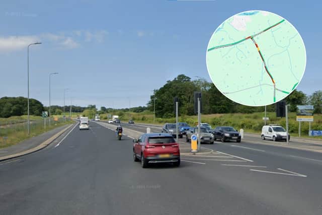 Heavy traffic was building on the A585 at Windy Harbour following a crash
