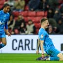 Preston North End's Emil Riis celebrates scoring the opening goal 