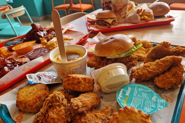 As well as the various fried chicken dishes on the menu at Popeyes there are also some less expected tasty bites including a tub of mash and gravy and spicy chips.