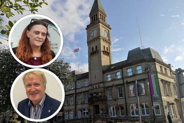 Cllr Craige Southern (bottom) has been found guilty of assaulting resident Jenny Hurley in the Chorley Council chamber  in February 2024