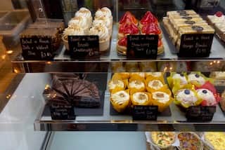 Cake selection at the Hive cafe in Blackpool