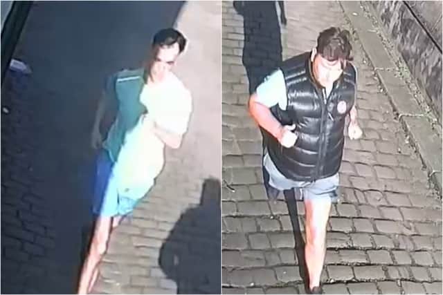 Two men are wanted after a female police officer was violently attacked in Great Harwood
