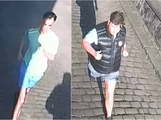 Two men are wanted after a female police officer was violently attacked in Great Harwood