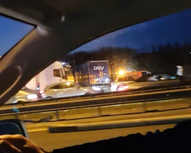 Emergency services rushed to the scene on the anti-clockwise M60 in Salford at around 7pm, shutting the motorway in both directions.