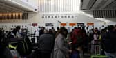 The scene at Manchester airport after the closure of Heathrow has thrown the country into travel chaos, March 21 2025.