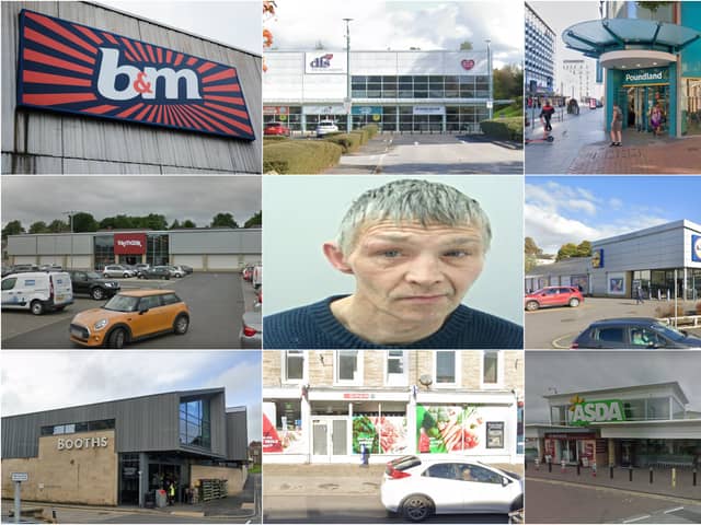 Axis Robertson has been jailed and banned from 14 stores after committing a series of offences in Pendle