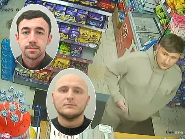 CCTV footage has been released as part of the ongoing search for two men wanted in connection with the attack on a female police officer