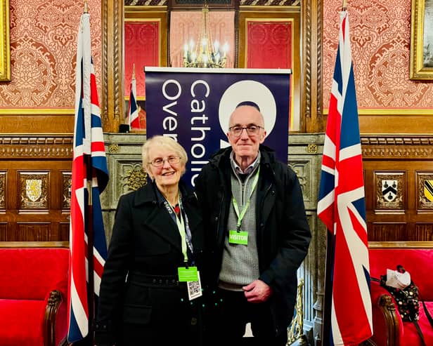 Margaret and Michael Cronin at a parliamentary reception pushing for debt cancellation for the poorest countries