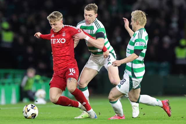 Jeppe Okkels in action against Celtic