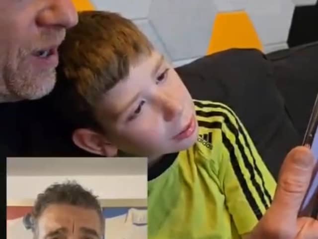 Chris Kamara sends a video message to non verbal 11-year-old Toby Woodier wishing him luck with his treatment. 
