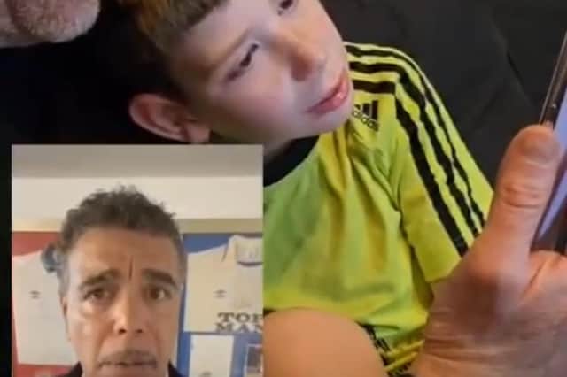 Chris Kamara sends a video message to non verbal 11-year-old Toby Woodier wishing him luck with his treatment.