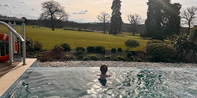 Making the most of in infinity spa pool at Rockcliffe Hall 