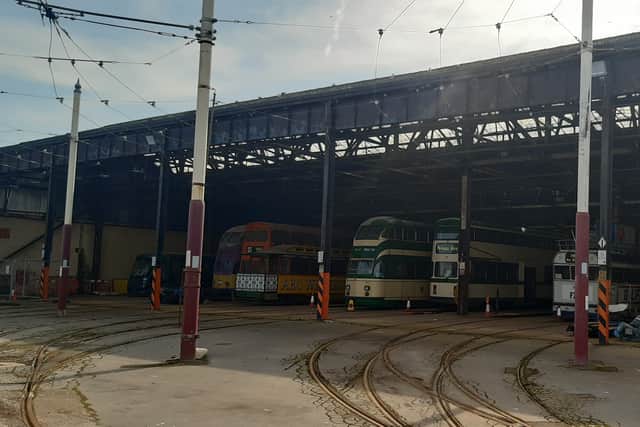 Heritage trams in the Tramtown depot