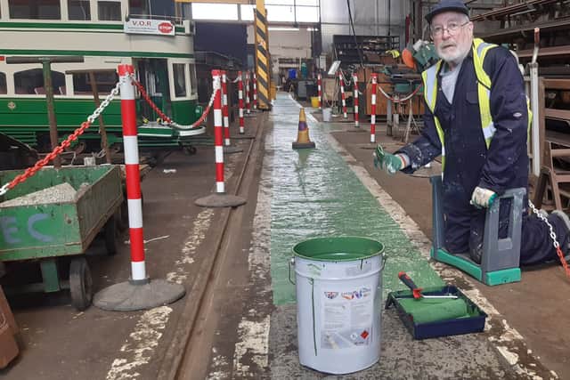 Volunteer John Odenwalder at work at Tramtown