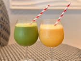 We enjoyed home-made smoothies by the poolside at Rockcliffe Hall and Spa