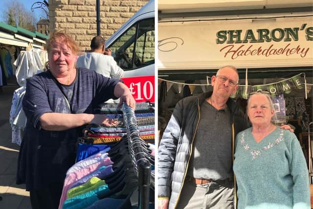 L: Eileen Ansar runs the First Avenue clothing stall. R: Derek and Sharon Russell from Sharon’s Haberdashery. Eileen Ansar runs the First Avenue clothing stall 