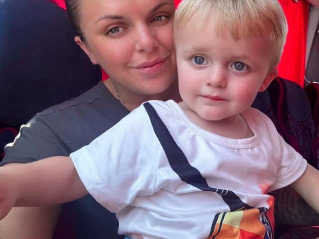 Sarah Watters, 31, from Accrington, pictured with her two-year-old son Huxley. 