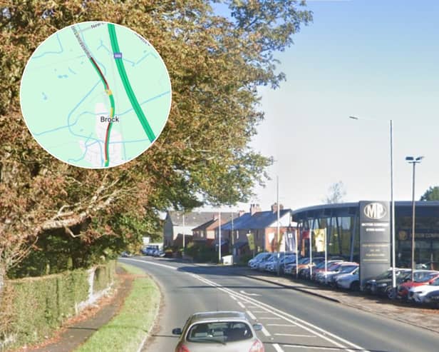 Heavy traffic is building on the A6 in Brock due to temporary traffic lights