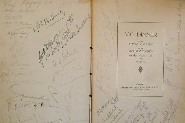 In 1929 James Ockenden attended a VC dinner given by the then Prince of Wales, (later Edward V111). His son still has the menu autographed by the Prince of Wales.
1929 DINNER MENU WITH THE AUTOGRAPH (EDWARD P) OF THE PRINCE OF WALES SOON TO BE EDWARD V111