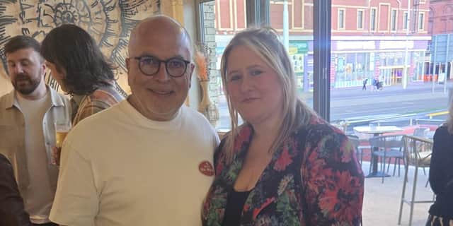 Blackpool Gazette and Lancashire Post editor Vanessa Sims with the owner of the Beach House Hagop Tchobanian
