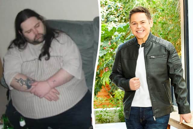 Kenny Higgins before and after 22st weight loss. 
