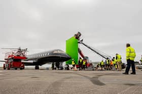 Behind the scenes on ‘The Stolen Girl’ at Blackpool Airport. The private jet scenes, originally planned for Liverpool’s John Lennon Airport, were shot in Blackpool