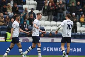 Preston North End's Liam Lindsay celebrates scoring the opening goal 