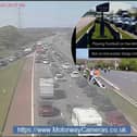 People on social media have been posting videos and images of stranded motorists playing football on the M6