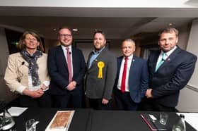 [From left to right] County Cllr Gina Dowding (Green Party), County Cllr Scott Smith (Conservative), County Cllr John Potter (Liberal Democrats), County Cllr Matthew Tomlinson (Labour) and Cllr Stephen Atkinson (Reform UK) at a local elections debate ahead of the poll on 1st May