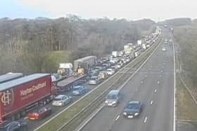 A car fire has shut two lanes on the M6 junctions 32/33.