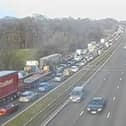 A car fire has shut two lanes on the M6 junctions 32/33.