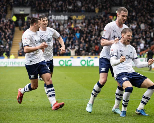 Preston North End's Lewis Gibson celebrates 
