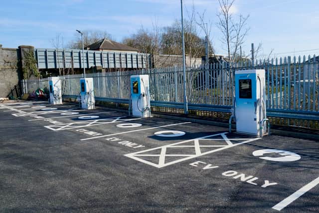 The new EV charging points in Segar Street car park, next to Kirkham and Wesham station