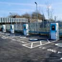 The new EV charging points in Segar Street car park, next to Kirkham and Wesham station