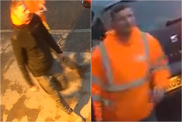 Officers want to identity these two men following a crash on the M6 near Lancaster